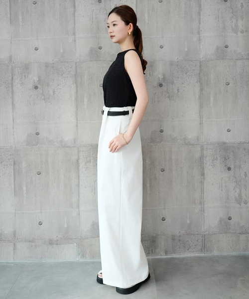 DRESS PLUS(ドレスプラス)の「ワイドパンツ ハイウエスト ボトムス(その他パンツ・レディース・ベージュ/オフホワイト/ブラック・M/L)」の9枚目の写真