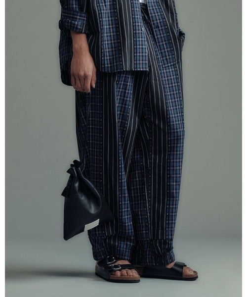 【ADAMPATEK/アダムパテック】　jacquard check-stripe easy pants イージーパンツ