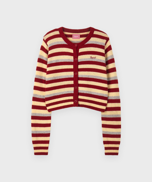 SINOON(シヌーン)の「Stripe Crop Cardigan (Red)(カーディガン/ボレロ・レディース・レッド・FREE)」の4枚目の写真