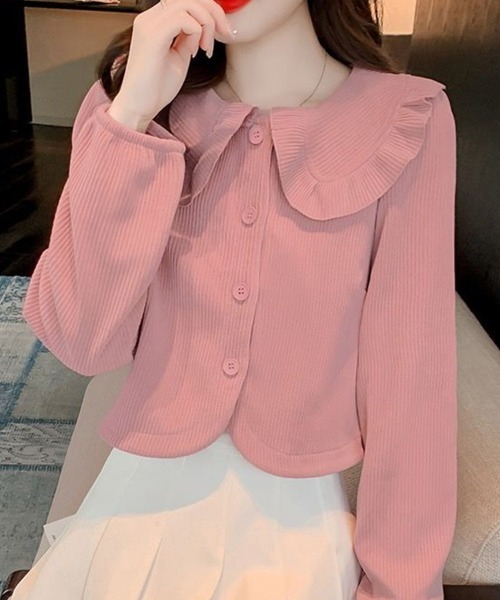 mielu(ミエル)の「ラウンドカラーショートシャツ(シャツ/ブラウス・レディース・ピンク/グレー/ブラック・LARGE/MEDIUM)」の3枚目の写真