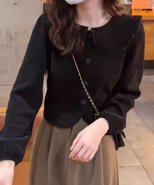 mielu(ミエル)の「ラウンドカラーショートシャツ(シャツ/ブラウス・レディース・ピンク/グレー/ブラック・LARGE/MEDIUM)」の1枚目の写真
