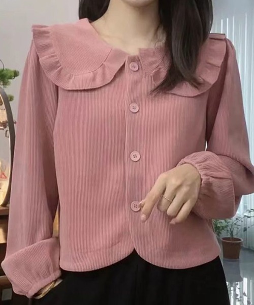 mielu(ミエル)の「ラウンドカラーショートシャツ(シャツ/ブラウス・レディース・ピンク/グレー/ブラック・LARGE/MEDIUM)」の5枚目の写真
