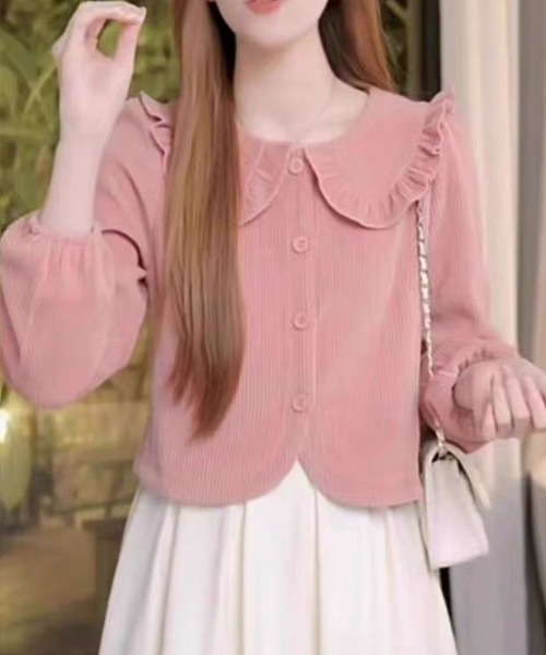 mielu(ミエル)の「ラウンドカラーショートシャツ(シャツ/ブラウス・レディース・ピンク/グレー/ブラック・LARGE/MEDIUM)」の6枚目の写真