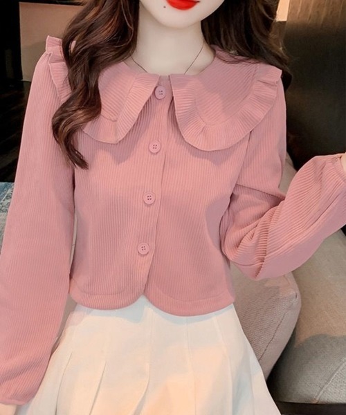 mielu(ミエル)の「ラウンドカラーショートシャツ(シャツ/ブラウス・レディース・ピンク/グレー/ブラック・LARGE/MEDIUM)」の7枚目の写真