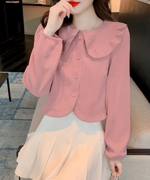 mielu(ミエル)の「ラウンドカラーショートシャツ(シャツ/ブラウス・レディース・ピンク/グレー/ブラック・LARGE/MEDIUM)」の8枚目の写真