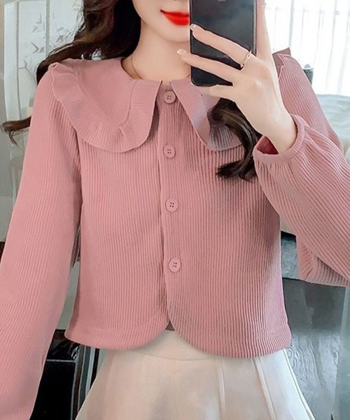 mielu(ミエル)の「ラウンドカラーショートシャツ(シャツ/ブラウス・レディース・ピンク/グレー/ブラック・LARGE/MEDIUM)」の11枚目の写真