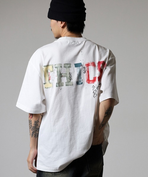 FUNALIVE(ファンアライブ)の「ABETTOR グラインダー加工手書き風「THICS」ロゴSS/T ※数量限定 半袖(Tシャツ/カットソー・メンズ・ホワイト/ブラック・M/L)」の2枚目の写真