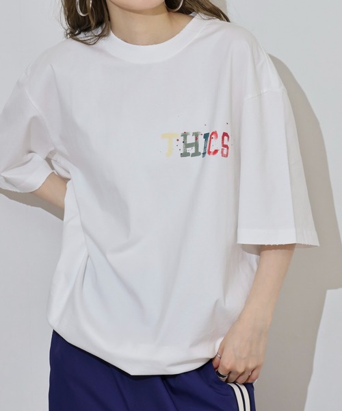FUNALIVE(ファンアライブ)の「ABETTOR グラインダー加工手書き風「THICS」ロゴSS/T ※数量限定 半袖(Tシャツ/カットソー・メンズ・ホワイト/ブラック・M/L)」の8枚目の写真