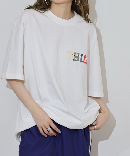 FUNALIVE(ファンアライブ)の「ABETTOR グラインダー加工手書き風「THICS」ロゴSS/T ※数量限定 半袖(Tシャツ/カットソー・メンズ・ホワイト/ブラック・M/L)」の9枚目の写真