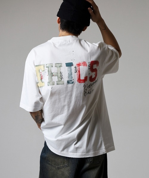FUNALIVE(ファンアライブ)の「ABETTOR グラインダー加工手書き風「THICS」ロゴSS/T ※数量限定 半袖(Tシャツ/カットソー・メンズ・ホワイト/ブラック・M/L)」の5枚目の写真