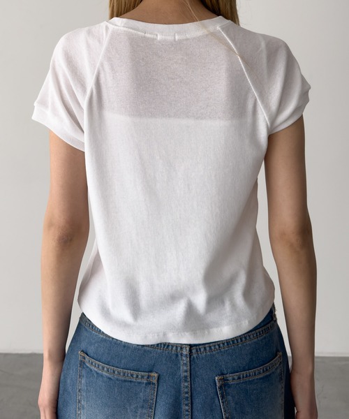 CANAL JEAN(キャナルジーン)の「HARING ラグランコンパクトTシャツ(Tシャツ/カットソー・レディース・スミクロ/ホワイト/アッシュ・ONE SIZE)」の11枚目の写真