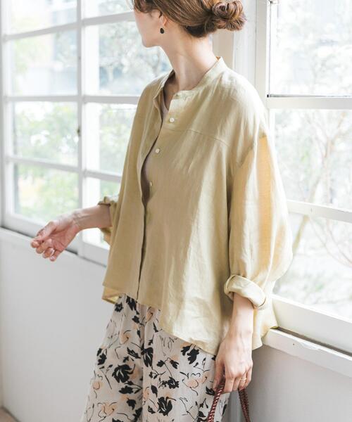 URBAN RESEARCH DOORS（アーバンリサーチドアーズ）の「リネンカーブスリーブブラウス（シャツ/ブラウス・レディース・モカ/イエロー/オフホワイト・FREE）」の3枚目の写真