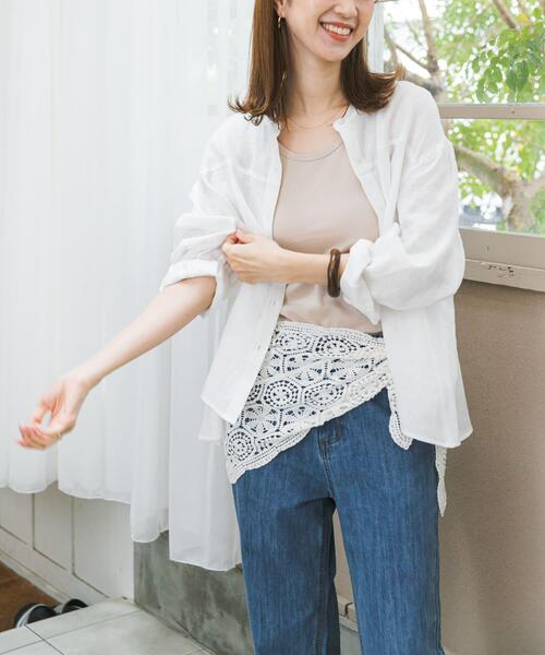 URBAN RESEARCH DOORS（アーバンリサーチドアーズ）の「リネンカーブスリーブブラウス（シャツ/ブラウス・レディース・モカ/イエロー/オフホワイト・FREE）」の11枚目の写真