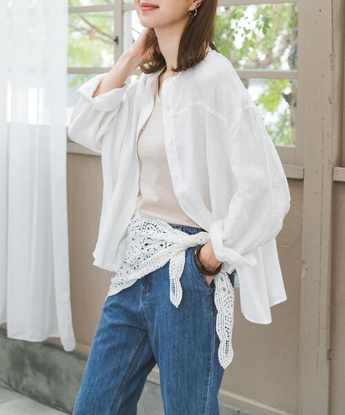 URBAN RESEARCH DOORS（アーバンリサーチドアーズ）の「リネンカーブスリーブブラウス（シャツ/ブラウス・レディース・モカ/イエロー/オフホワイト・FREE）」の12枚目の写真