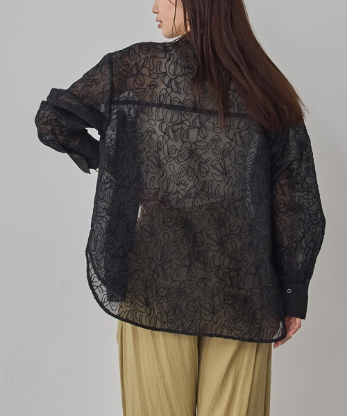 hunch(ハンチ)の「シアー刺繍シャツ(シャツ/ブラウス・レディース・ブラック/アイボリー・FREE)」の21枚目の写真