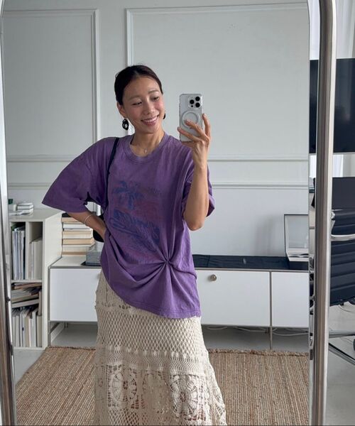 NAKED SURF CLUB(ネイキッドサーフクラブ)の「ヴィンテージパームツリーオーバーサイズTシャツ (パープル)(Tシャツ/カットソー・レディース・その他・FREE)」の4枚目の写真