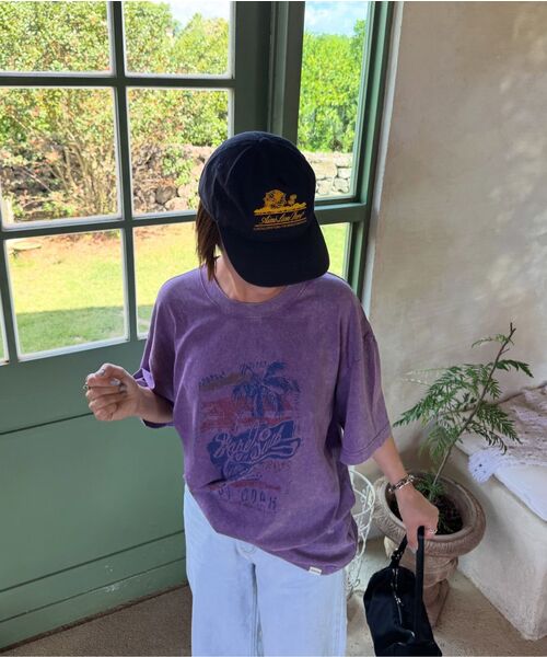 NAKED SURF CLUB(ネイキッドサーフクラブ)の「ヴィンテージパームツリーオーバーサイズTシャツ (パープル)(Tシャツ/カットソー・レディース・その他・FREE)」の5枚目の写真