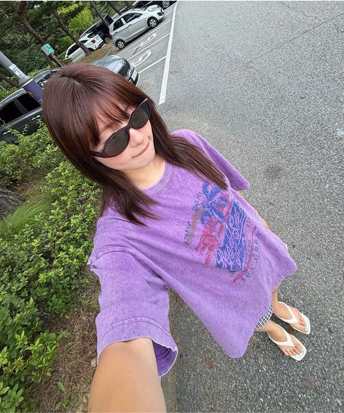 NAKED SURF CLUB(ネイキッドサーフクラブ)の「ヴィンテージパームツリーオーバーサイズTシャツ (パープル)(Tシャツ/カットソー・レディース・その他・FREE)」の6枚目の写真