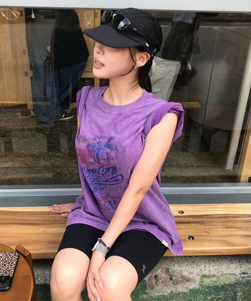 NAKED SURF CLUB(ネイキッドサーフクラブ)の「ヴィンテージパームツリーオーバーサイズTシャツ (パープル)(Tシャツ/カットソー・レディース・その他・FREE)」の7枚目の写真