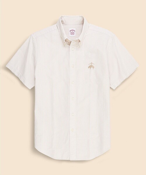 BROOKS BROTHERS(ブルックスブラザーズ)の「◆オンラインストア限定◆ コットン ビッグGFロゴ シアサッカー ショートスリーブ カジュアルシャツ Traditional Fit(シャツ/ブラウス・メンズ・ホワイト/ベージュ・LARGE/MEDIUM/SMALL)」の2枚目の写真