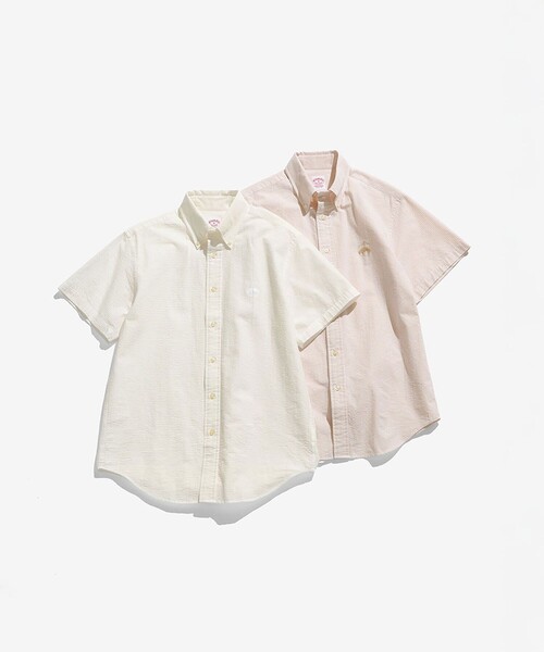 BROOKS BROTHERS(ブルックスブラザーズ)の「◆オンラインストア限定◆ コットン ビッグGFロゴ シアサッカー ショートスリーブ カジュアルシャツ Traditional Fit(シャツ/ブラウス・メンズ・ホワイト/ベージュ・LARGE/MEDIUM/SMALL)」の8枚目の写真