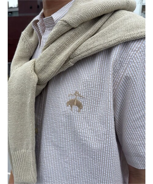 BROOKS BROTHERS(ブルックスブラザーズ)の「◆オンラインストア限定◆ コットン ビッグGFロゴ シアサッカー ショートスリーブ カジュアルシャツ Traditional Fit(シャツ/ブラウス・メンズ・ホワイト/ベージュ・LARGE/MEDIUM/SMALL/X-LARGE)」の13枚目の写真