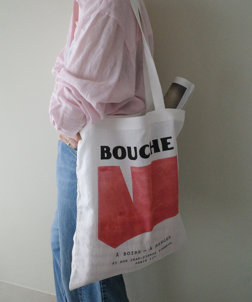 SLOBE IENA（スローブイエナ）の「BOUCHE SLOBE別注 リネントートバッグ（トートバッグ・レディース・オレンジ/グリーン/ピンク・FREE）」の4枚目の写真