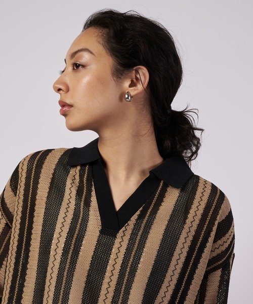 Eddie Bauer（エディーバウアー）の「オープン ジョニー Tシャツ（ポロシャツ・レディース・オフホワイト/ライトブルー/ベージュ・S/M/L）」の7枚目の写真