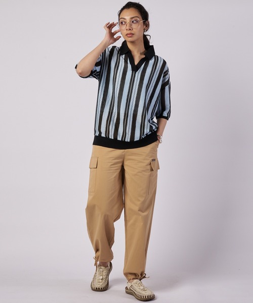 Eddie Bauer（エディーバウアー）の「オープン ジョニー Tシャツ（ポロシャツ・レディース・オフホワイト/ライトブルー/ベージュ・S/M/L）」の8枚目の写真