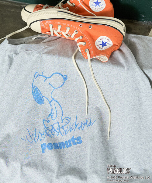 FREAK'S STORE(フリークスストア)の「限定展開 別注/PEANUTS/ピーナッツ 前後1コマプリント半袖Tシャツ(Tシャツ/カットソー・レディース・ナチュラル/グレー/ブラック/オフホワイト/ピンク/ブラウン・フリ-)」の4枚目の写真