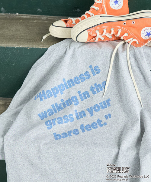 FREAK'S STORE(フリークスストア)の「限定展開 別注/PEANUTS/ピーナッツ 前後1コマプリント半袖Tシャツ(Tシャツ/カットソー・レディース・ナチュラル/グレー/ブラック/オフホワイト/ピンク/ブラウン・フリ-)」の19枚目の写真