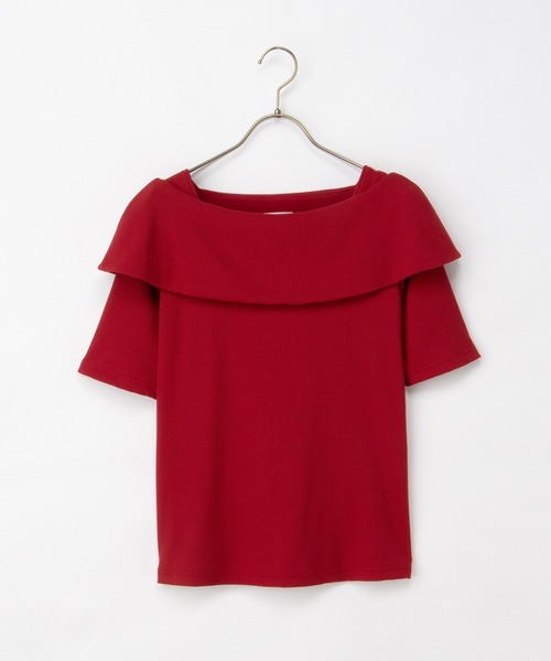 Honeys(ハニーズ)の「【ハニさら・接触冷感・UVカット】オフショル風トップス(Tシャツ/カットソー・レディース・アイボリー/サックスブルー/ブラック/レッド・3L/L/LL/M/S)」の17枚目の写真