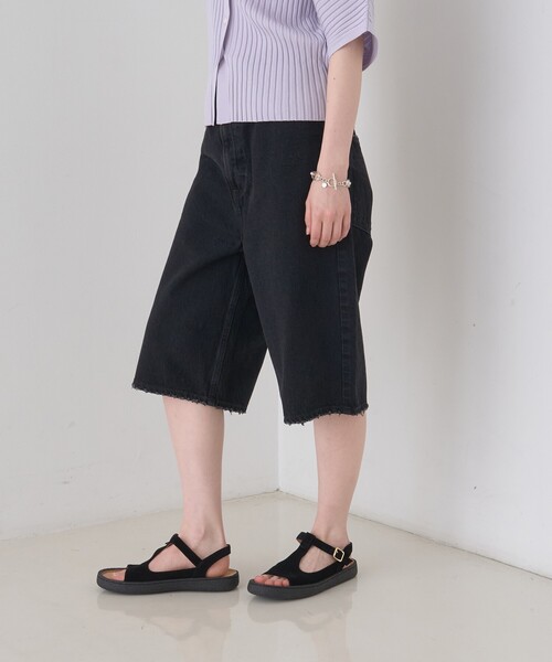 upperhights(アッパーハイツ)の「【upper hights/アッパーハイツ】THE LIAM SHORT デニム/ショートパンツ/ハーフパンツ/洗濯機洗い可/日本製(デニムパンツ・レディース・ブラック/ブルー・25/24/23)」の6枚目の写真