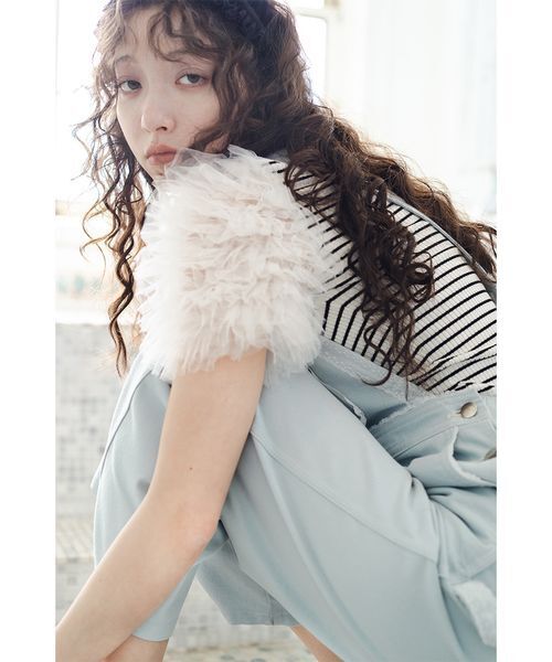 FURFUR(ファーファー)の「レーストリムオーバーオール(デニムパンツ・レディース・サックスブルー/ブラック・F)」の6枚目の写真