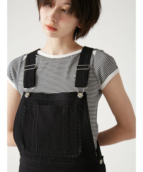 FURFUR(ファーファー)の「レーストリムオーバーオール(デニムパンツ・レディース・サックスブルー/ブラック・F)」の9枚目の写真