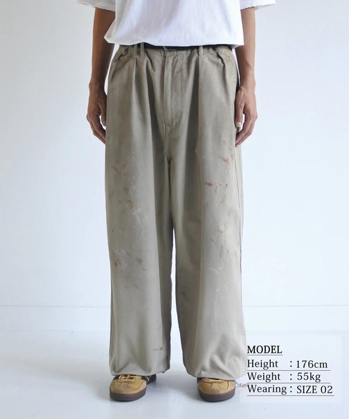Anachronorm（アナクロノーム）の「【ANACHRONORM】DIRTWORK WIDE CHINO TROUSERS（チノパンツ・メンズ・ベージュ/グリーン・2/3）」の5枚目の写真