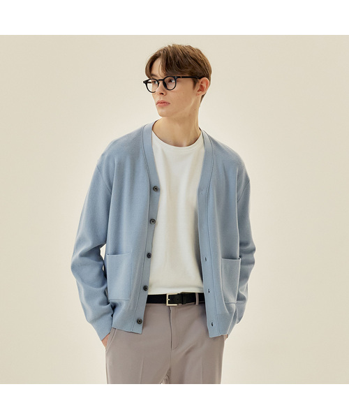 [COUTURE]Vネックセミオーバーフィットカーディガン - 2カラー