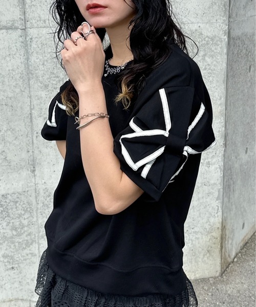 袖リボン半袖トップス（Tシャツ/カットソー）｜deux amour