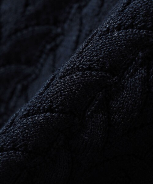 SHIPS（シップス）の「SHIPS Primary Navy Label:〈手洗い可能〉柄編み 5分袖 プルオーバー（ニット/セーター・レディース・ネイビー/イエロー・ONE SIZE）」の9枚目の写真