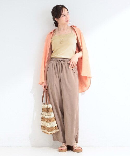 SHOO・LA・RUE（シューラルー）の「【洗濯機可/S-LL】カップ付き Wストラップ テレコキャミソール（タンクトップ・レディース・オフホワイト/ブラウン系その他/ブラック・04/03/02/01）」の6枚目の写真