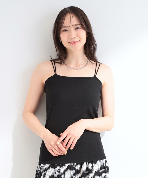 SHOO・LA・RUE（シューラルー）の「【洗濯機可/S-LL】カップ付き Wストラップ テレコキャミソール（タンクトップ・レディース・オフホワイト/ブラウン系その他/ブラック・04/03/02/01）」の8枚目の写真
