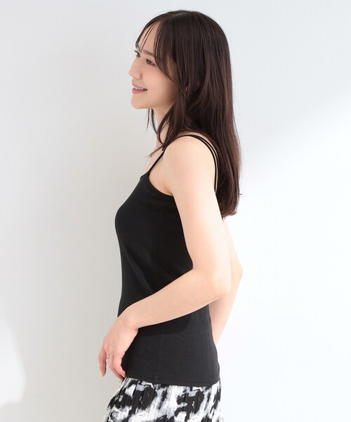 SHOO・LA・RUE（シューラルー）の「【洗濯機可/S-LL】カップ付き Wストラップ テレコキャミソール（タンクトップ・レディース・オフホワイト/ブラウン系その他/ブラック・04/03/02/01）」の9枚目の写真