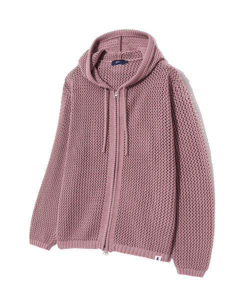 YALE(イェール)の「メッシュフードニットジップアップヴィンテージピンク(ニット/セーター・レディース・その他・LARGE/MEDIUM/SMALL/X-LARGE)」の1枚目の写真
