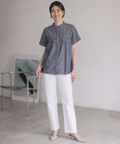 J.PRESS(ジェイプレス)の「シアーデニム フレンチスリーブ ブラウス(シャツ/ブラウス・レディース・ダルブルー系・11/9)」の8枚目の写真