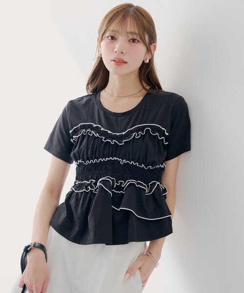 Chico(チコ)の「【SALON by Chico】シャーリングベアデザインT(Tシャツ/カットソー・レディース・ピンク/ホワイト/ブラック・FREE)」の3枚目の写真