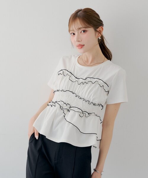 Chico(チコ)の「【SALON by Chico】シャーリングベアデザインT(Tシャツ/カットソー・レディース・ピンク/ホワイト/ブラック・FREE)」の16枚目の写真