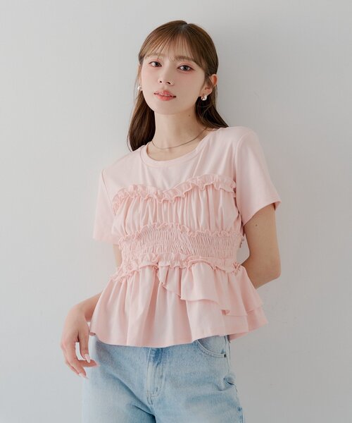 Chico(チコ)の「【SALON by Chico】シャーリングベアデザインT(Tシャツ/カットソー・レディース・ピンク/ホワイト/ブラック・FREE)」の6枚目の写真