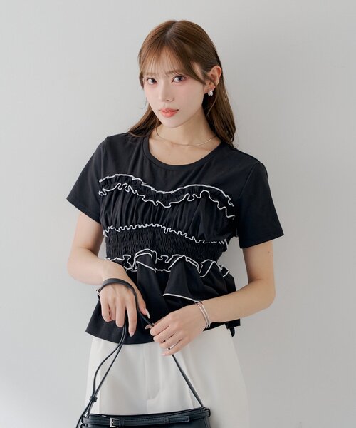 Chico(チコ)の「【SALON by Chico】シャーリングベアデザインT(Tシャツ/カットソー・レディース・ピンク/ホワイト/ブラック・FREE)」の11枚目の写真