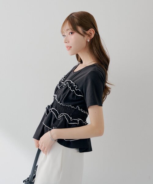 Chico(チコ)の「【SALON by Chico】シャーリングベアデザインT(Tシャツ/カットソー・レディース・ピンク/ホワイト/ブラック・FREE)」の12枚目の写真