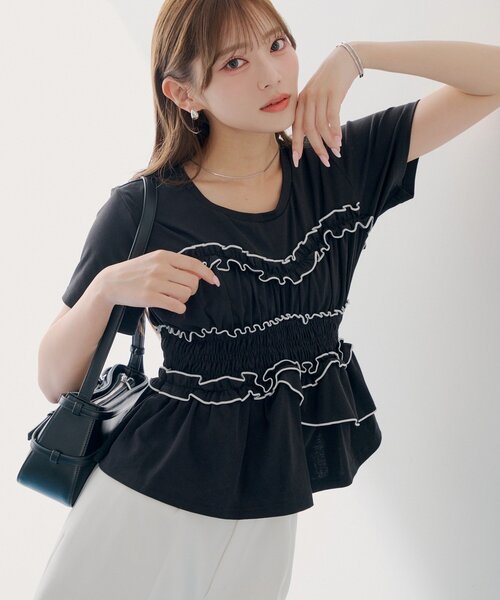 Chico(チコ)の「【SALON by Chico】シャーリングベアデザインT(Tシャツ/カットソー・レディース・ピンク/ホワイト/ブラック・FREE)」の15枚目の写真